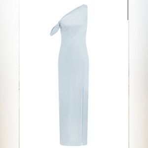 Runway the label Gia Maxi Dress Satin look one shoulder Dress ice blue XL slit